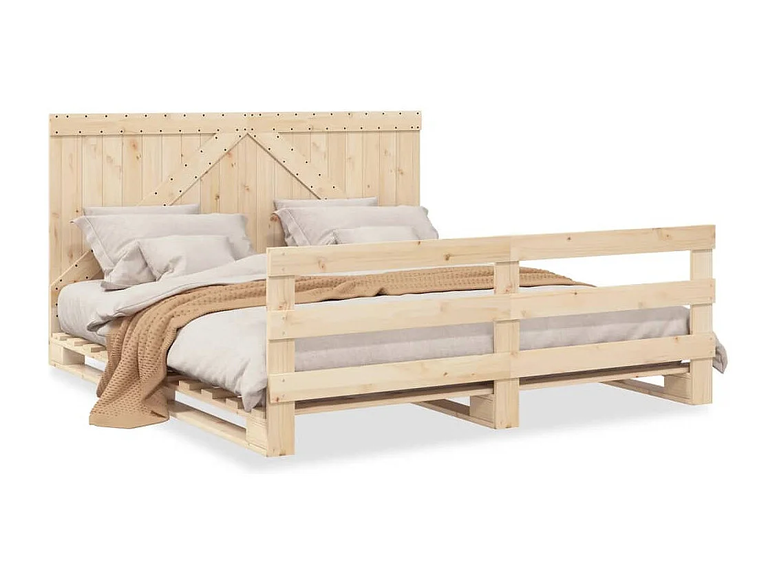 Cadre de lit avec tête de lit 200x200 Bois de pin massif