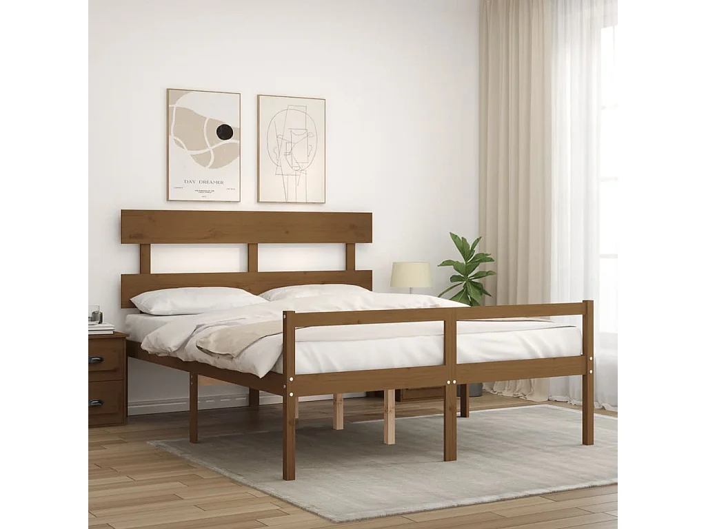 Lit pour personne âgée et tête de lit très grand bois massif