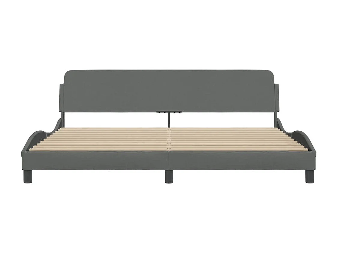 Cadre de lit avec tête de lit Gris foncé 200x200 Tissu