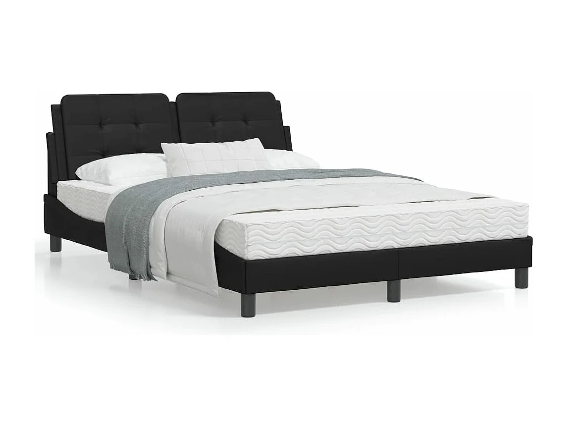Lit avec matelas noir 140x200 similicuir