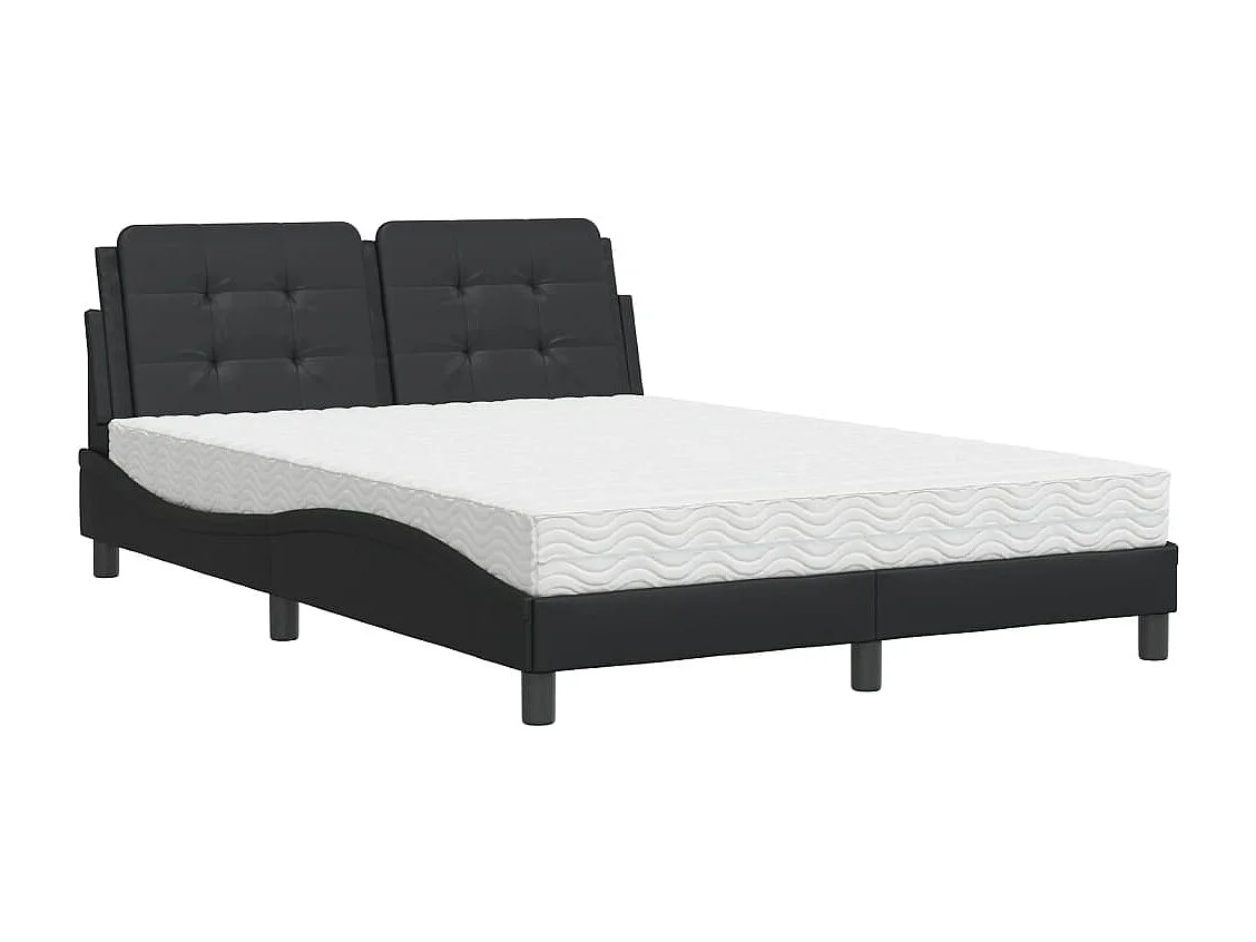 Lit avec matelas noir 140x200 similicuir