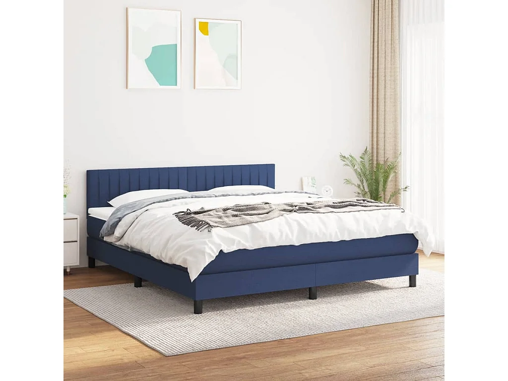 Lit à sommier tapissier avec matelas Bleu 180x200 Tissu 2