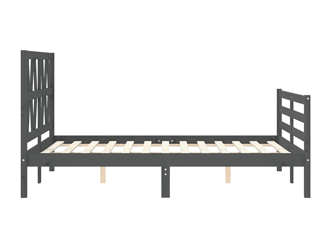 Cadre de lit avec tête de lit gris 140x190 bois massif