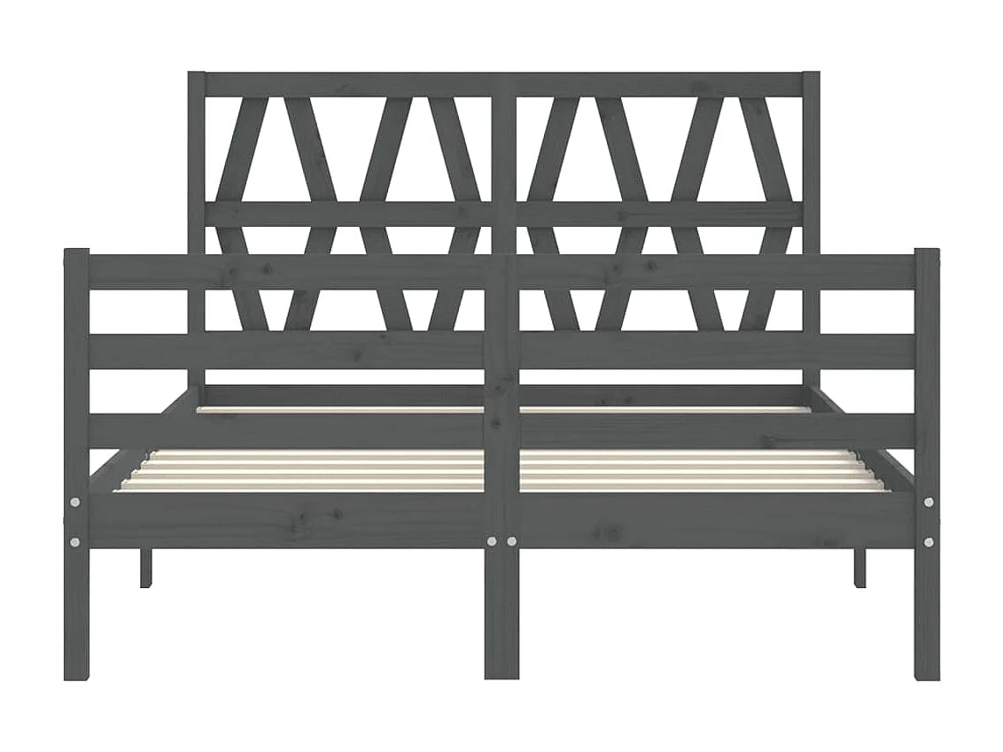 Cadre de lit avec tête de lit gris 140x190 bois massif