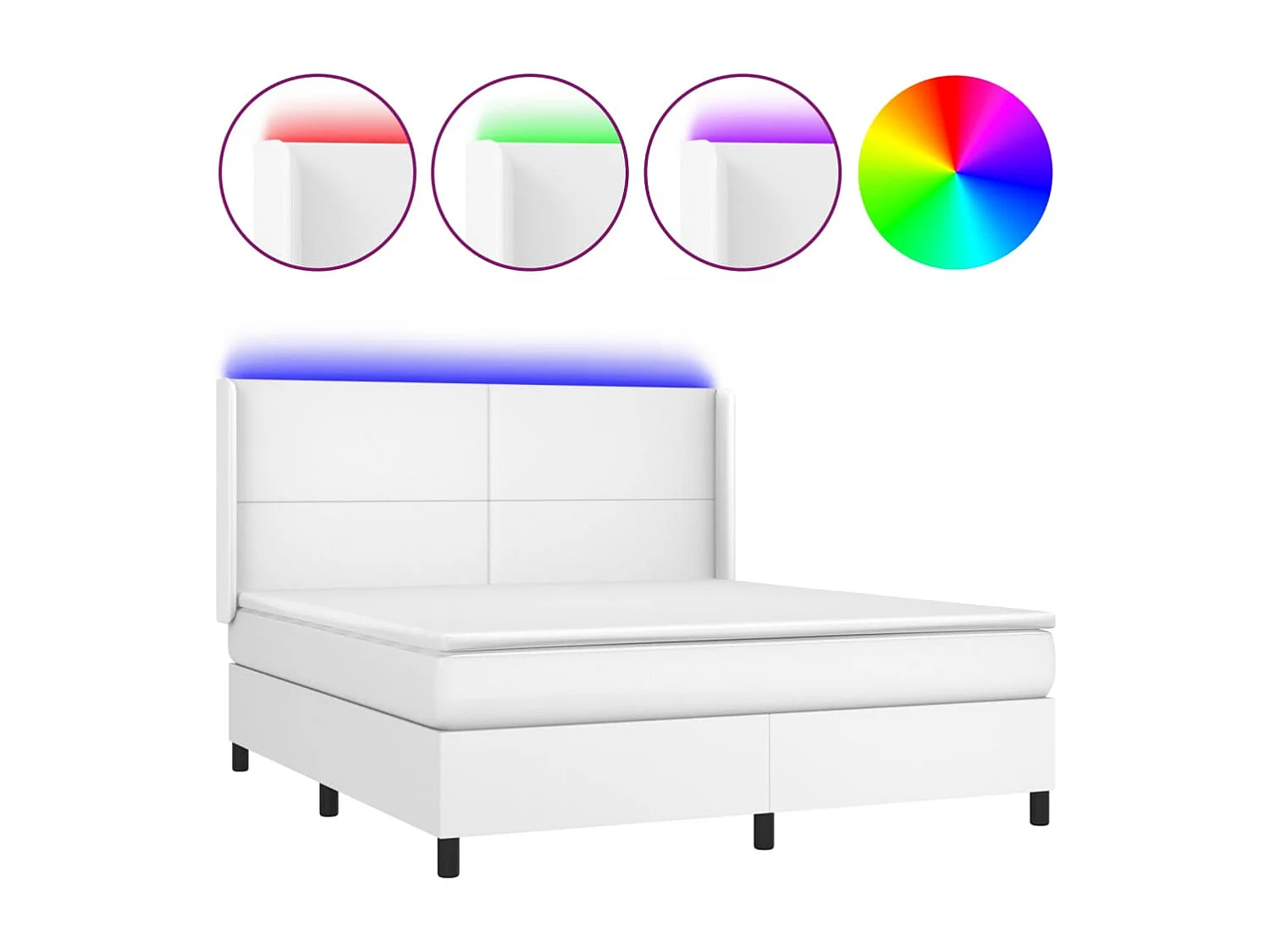 Sommier à lattes de lit matelas LED Blanc 160x200 Similicuir