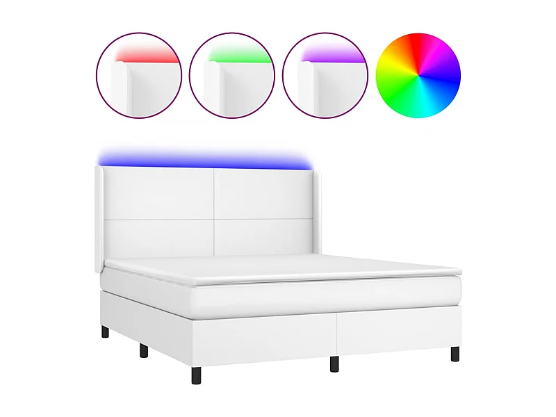 Sommier à lattes de lit matelas LED Blanc 160x200 Similicuir