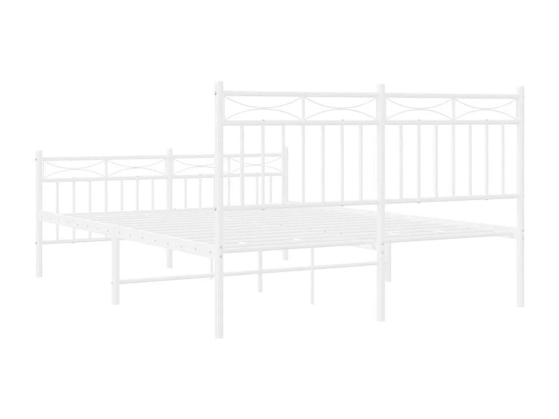 Cadre de lit métal avec tête de lit-pied de lit blanc 140x200