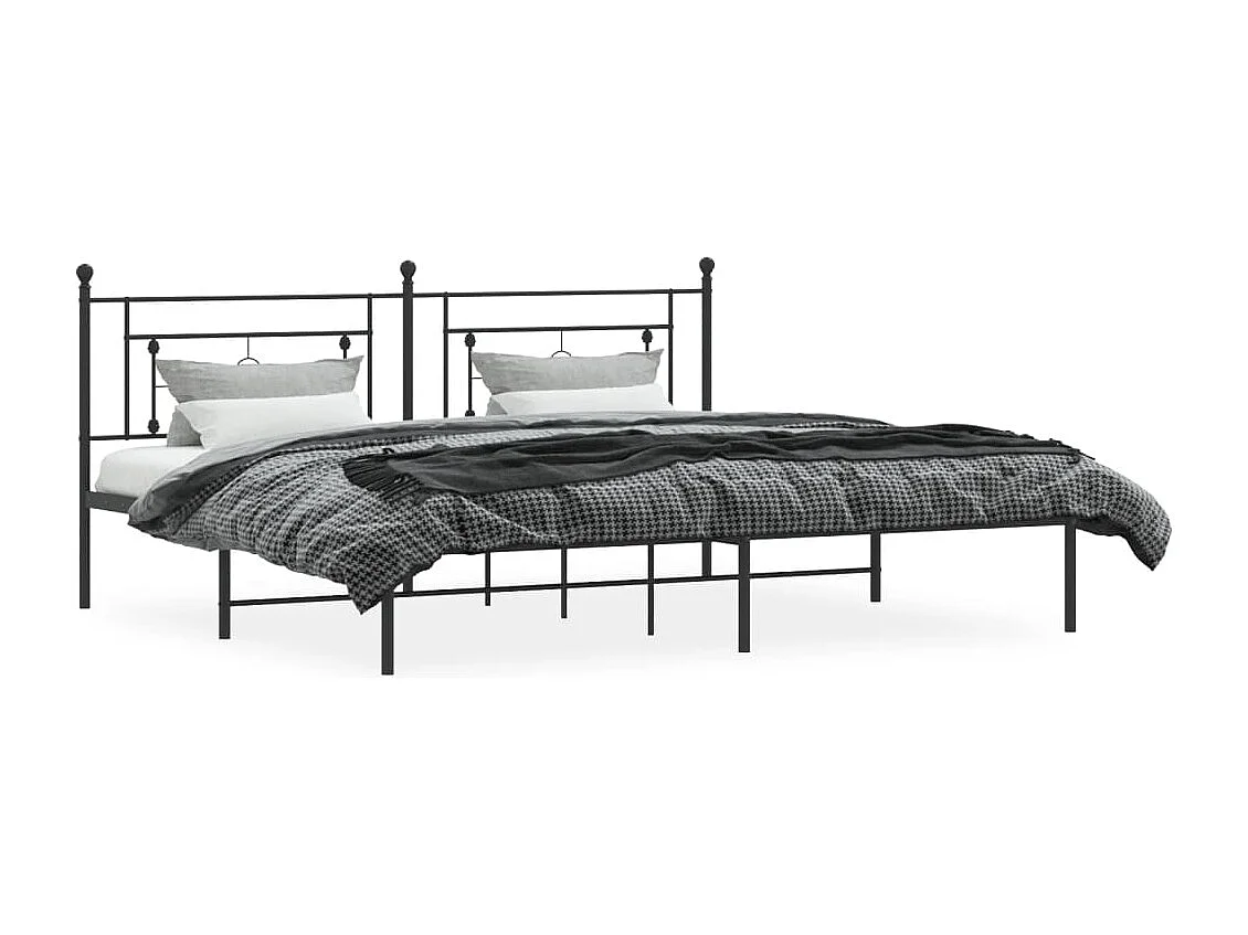 Cadre de lit métal avec tête de lit noir 193x203