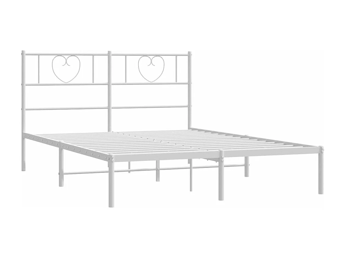 Cadre de lit métal avec tête de lit blanc 120x190
