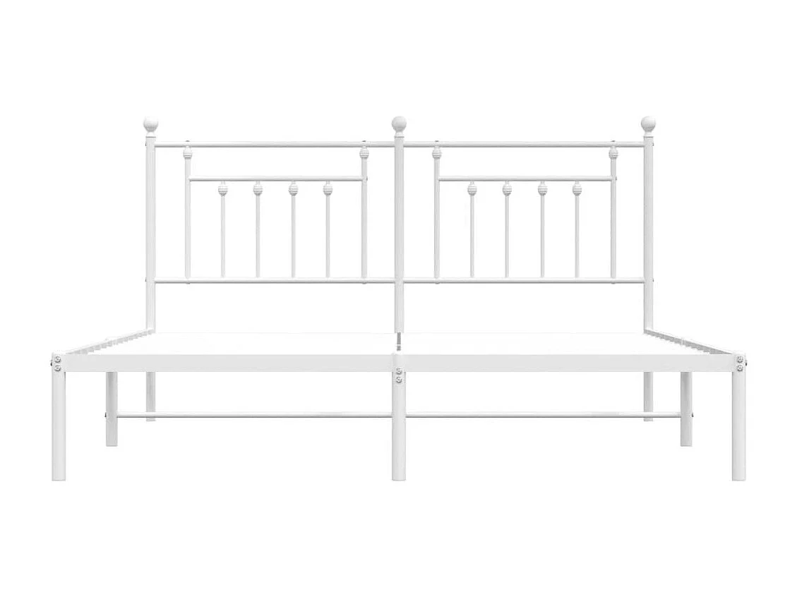 Cadre de lit métal avec tête de lit blanc 180x200