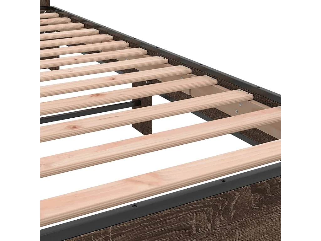 Cadre de lit chêne marron 90x190 bois d'ingénierie et métal