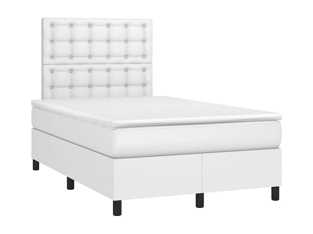 Sommier à lattes de lit avec matelas blanc 120x190 similicuir