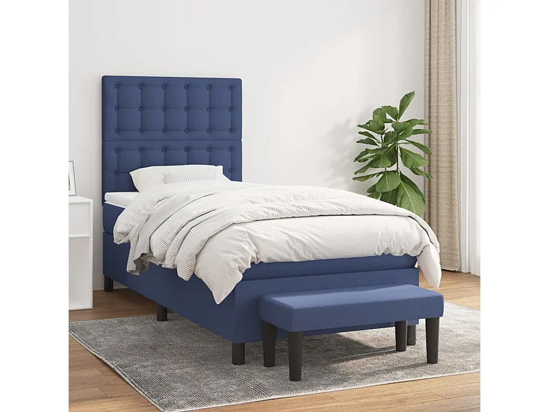 Sommier à lattes de lit avec matelas Bleu 80x200 Tissu