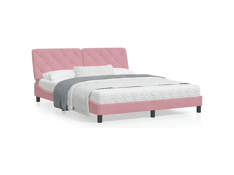 Cadre de lit avec lumières LED rose 160x200 velours