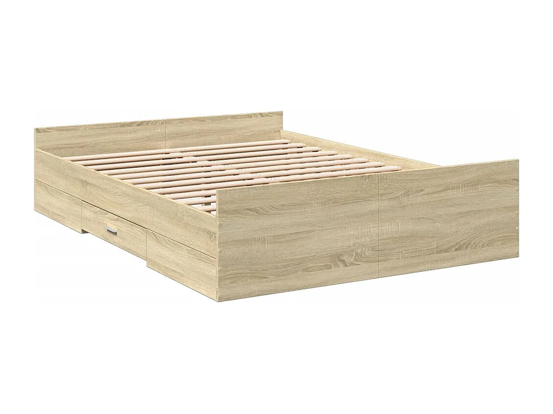 Cadre de lit et tiroirs chêne sonoma 120x200 bois ingénierie