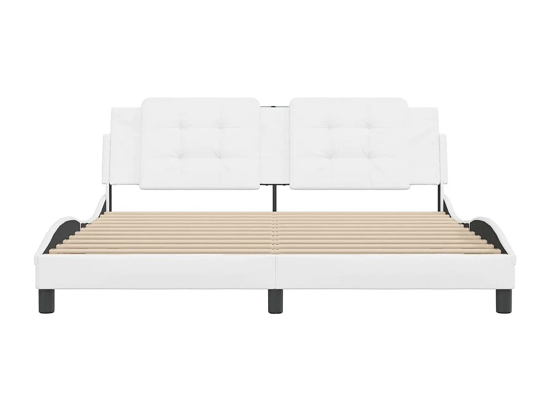 Cadre de lit avec tête de lit Blanc 180x200 Similicuir