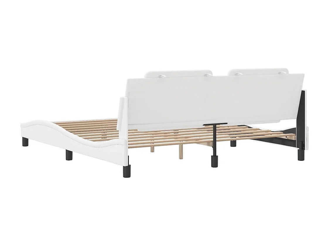 Cadre de lit avec tête de lit Blanc 180x200 Similicuir
