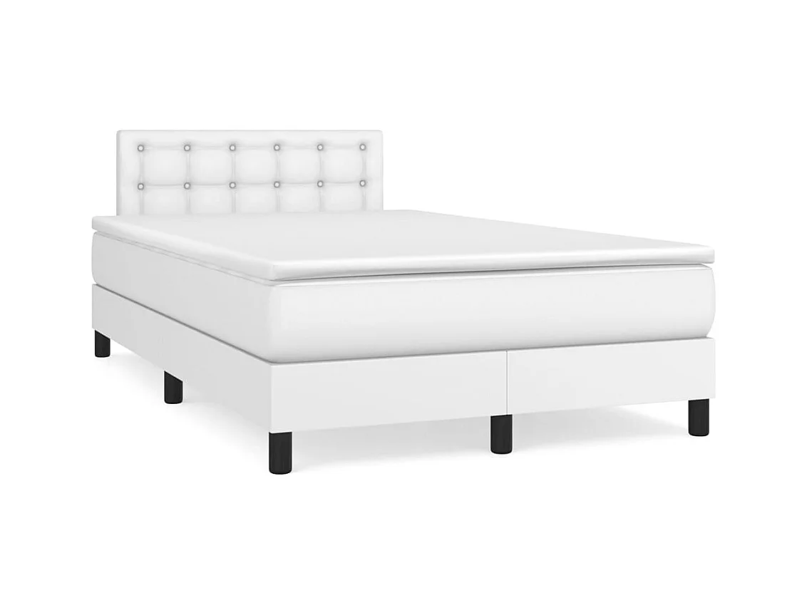 Sommier à lattes de lit avec matelas blanc 120x190 similicuir