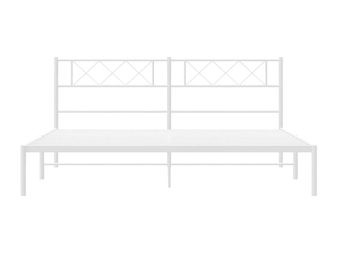 Cadre de lit métal avec tête de lit blanc 193x203