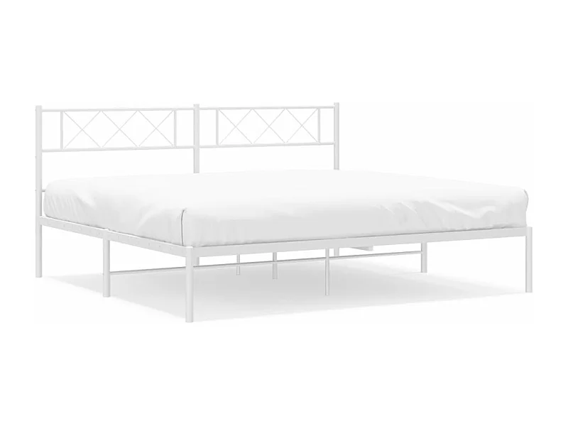 Cadre de lit métal avec tête de lit blanc 193x203