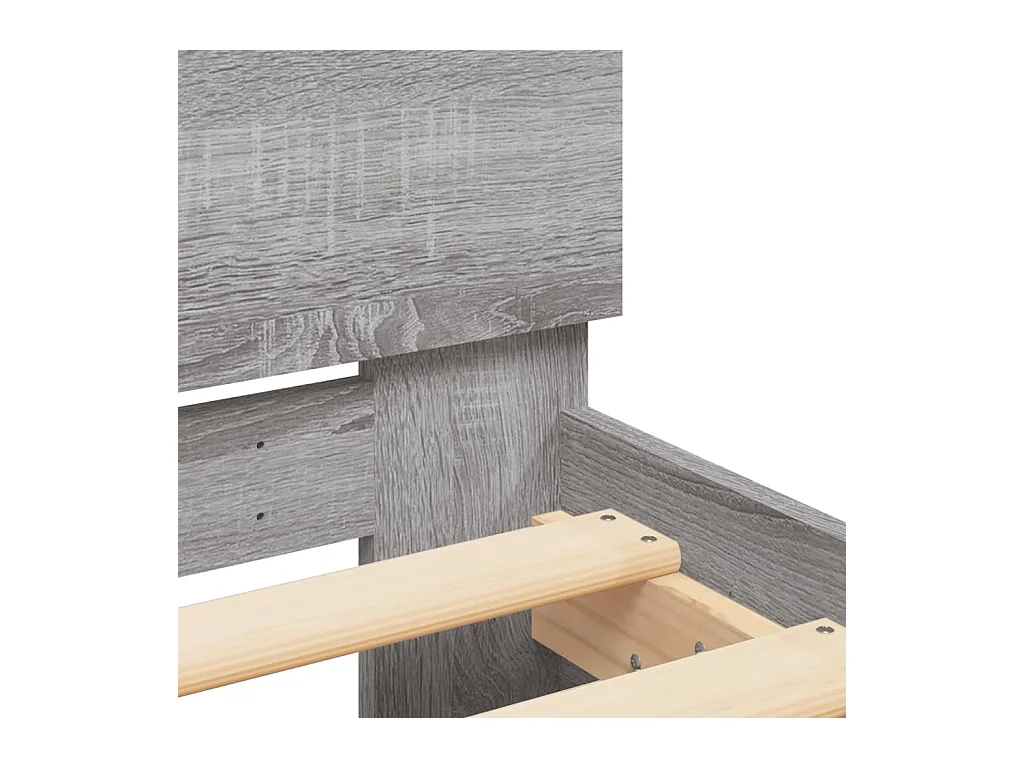 Cadre de lit avec tête de lit et LED sonoma gris 160x200