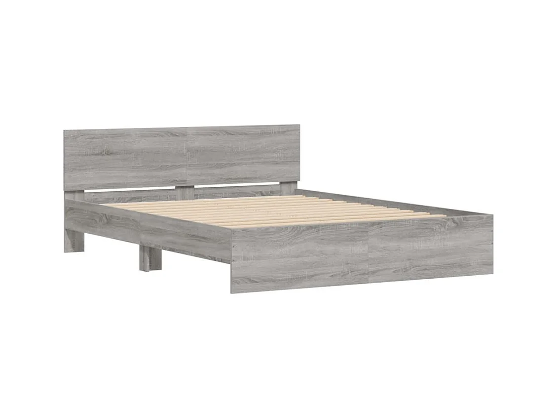 Cadre de lit avec tête de lit et LED sonoma gris 160x200