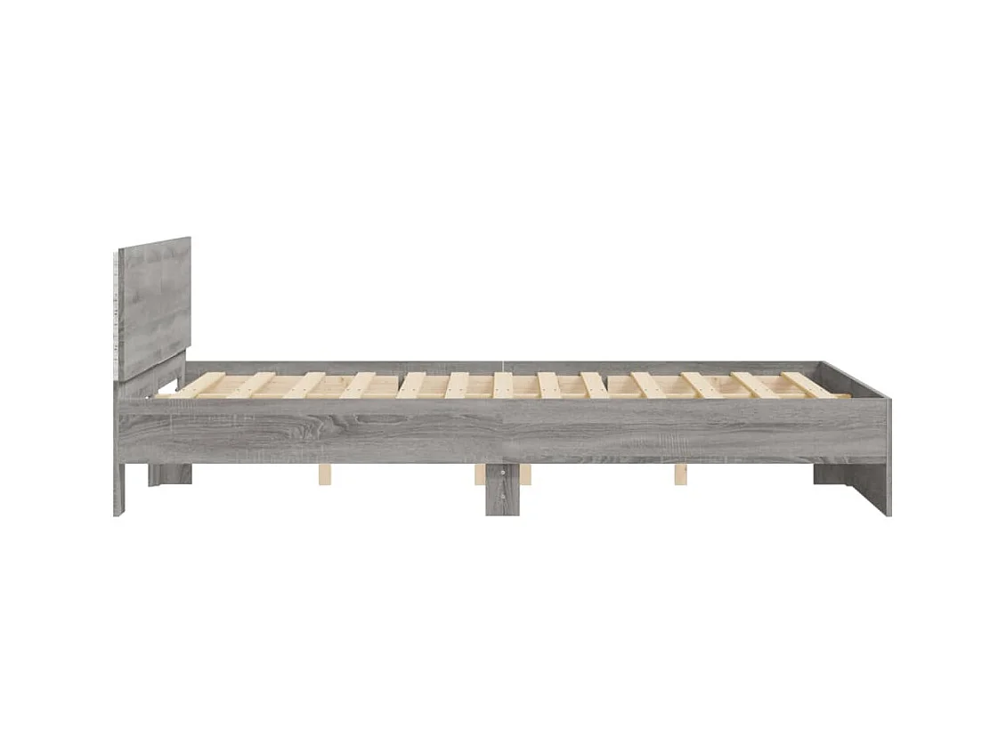 Cadre de lit avec tête de lit et LED sonoma gris 160x200