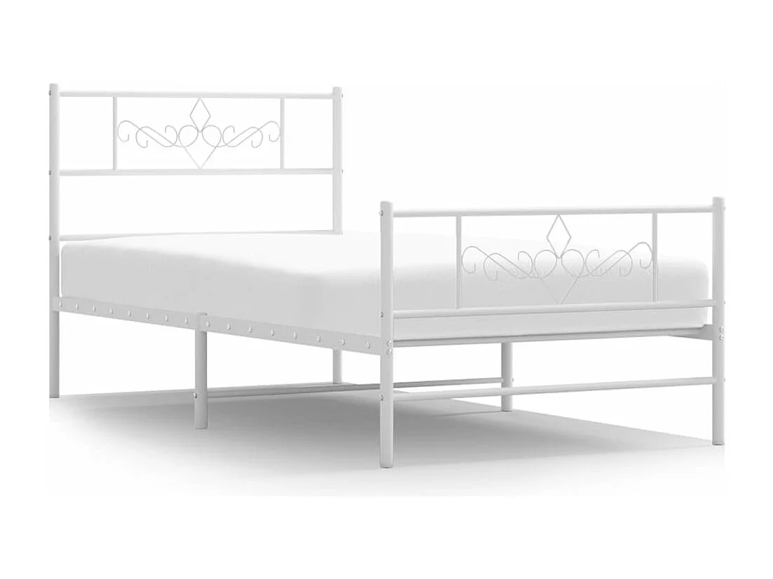 vidaXL Estructura cama metal con cabecero y pie cama blanca 90x200 cm