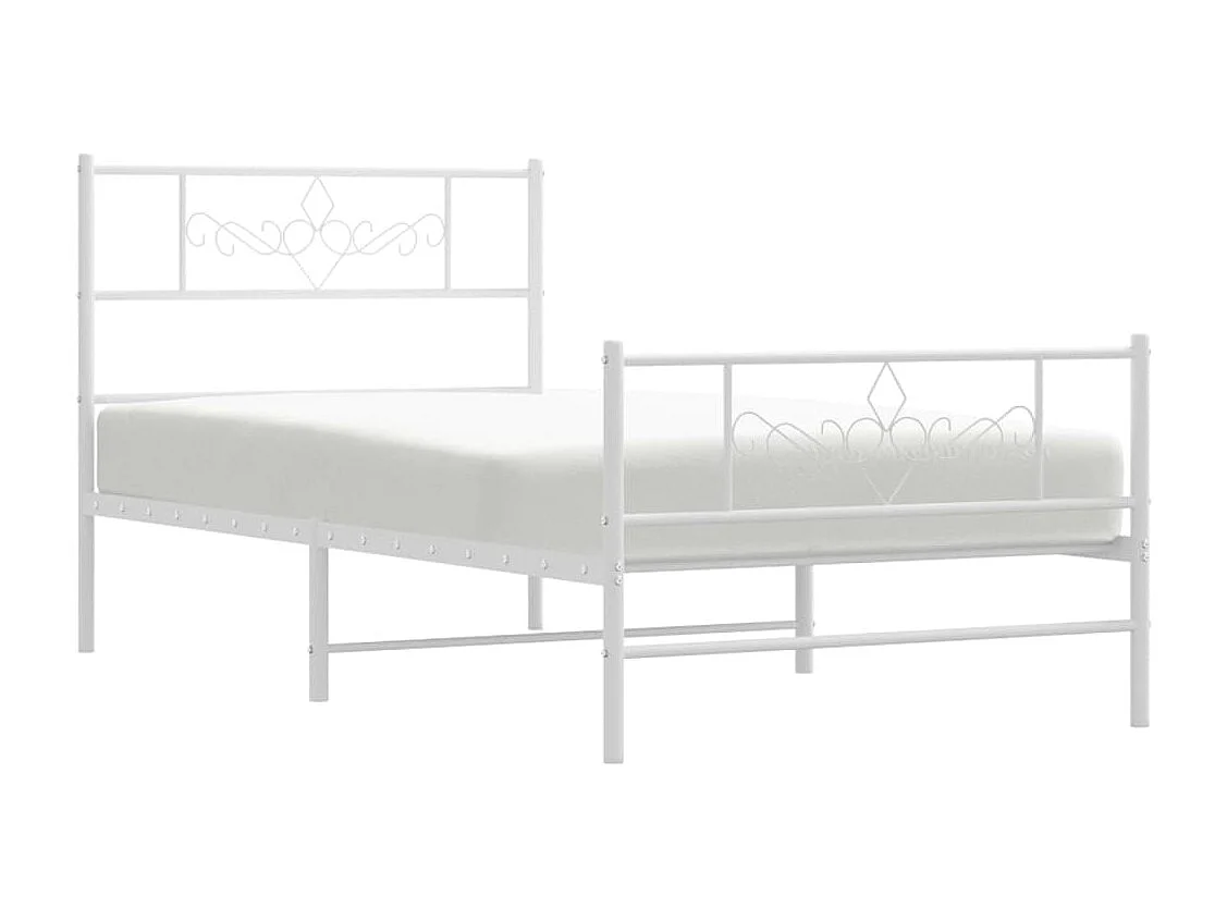 vidaXL Estructura cama metal con cabecero y pie cama blanca 90x200 cm