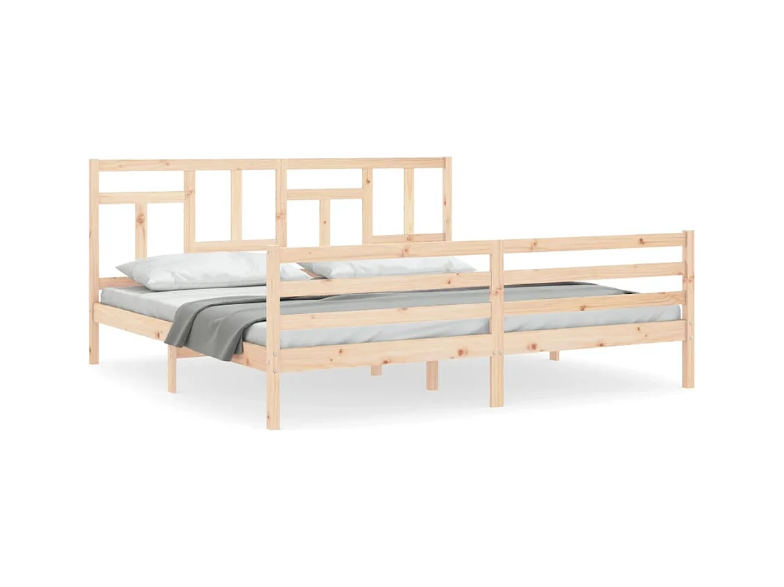Cadre de lit avec tête de lit 200x200 bois massif