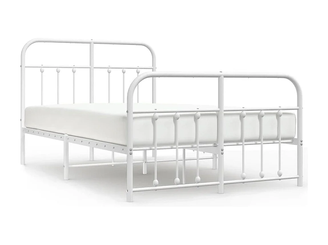 Cadre de lit métal avec tête de lit-pied de lit blanc 120x190