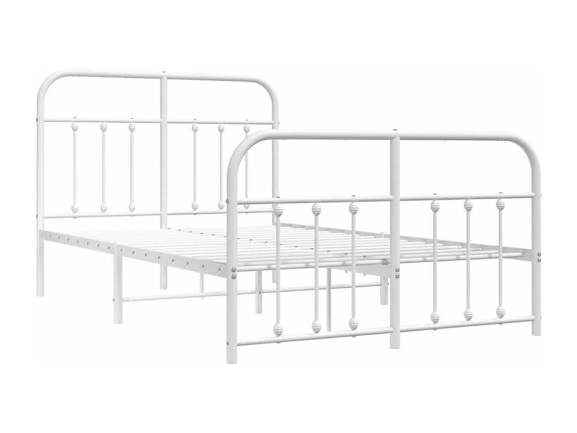 Cadre de lit métal avec tête de lit-pied de lit blanc 120x190
