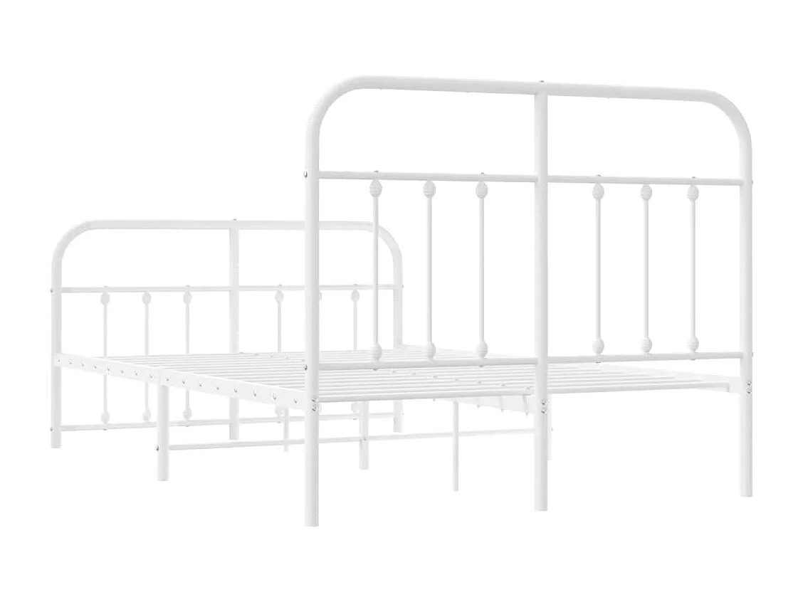 Cadre de lit métal avec tête de lit-pied de lit blanc 120x190