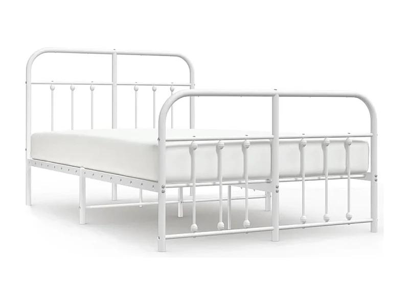 Cadre de lit métal avec tête de lit-pied de lit blanc 120x190