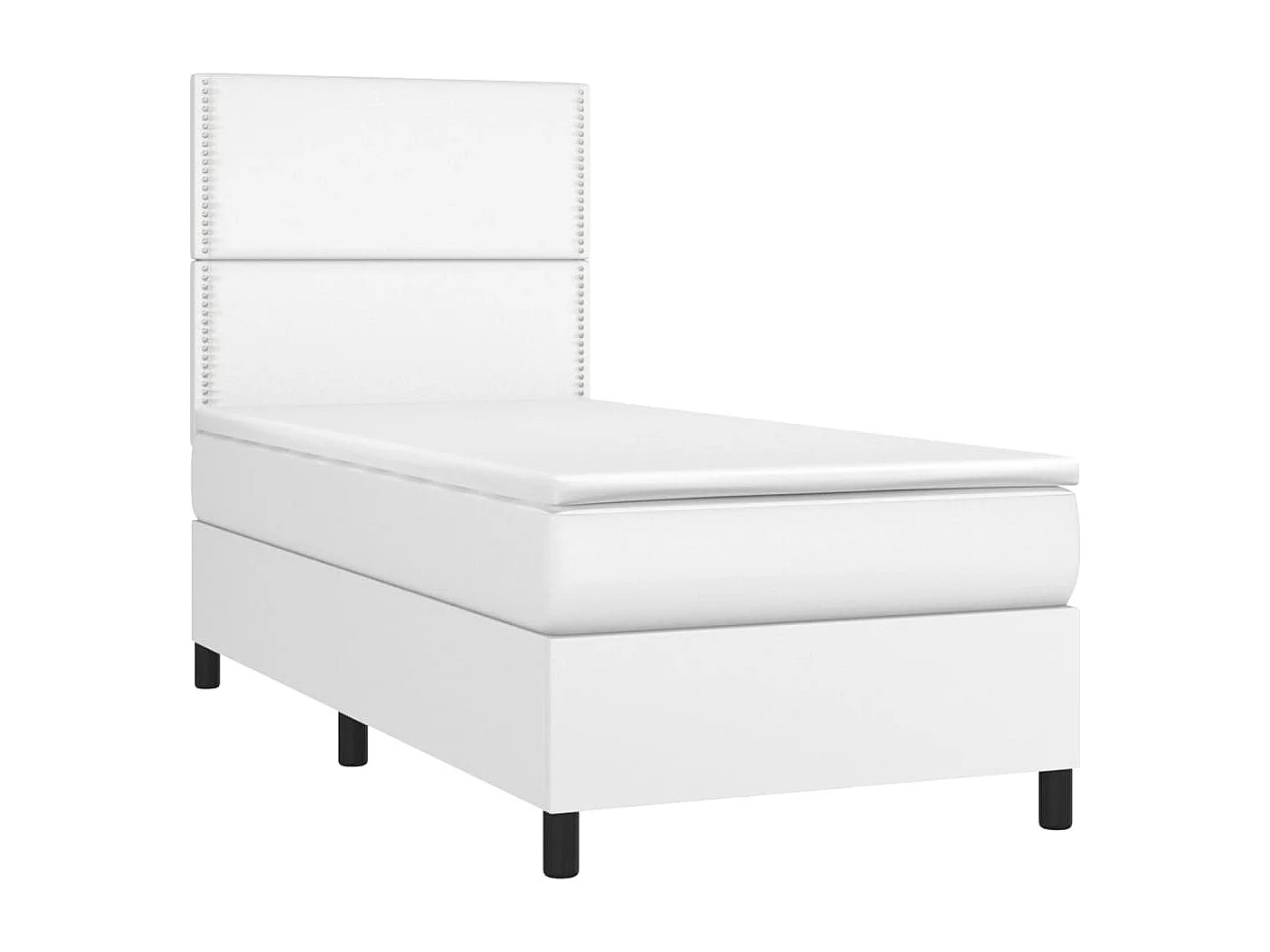 Sommier à lattes de lit avec matelas Blanc 90x200 Similicuir