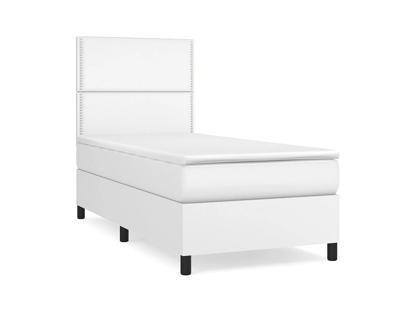 Sommier à lattes de lit avec matelas Blanc 90x200 Similicuir