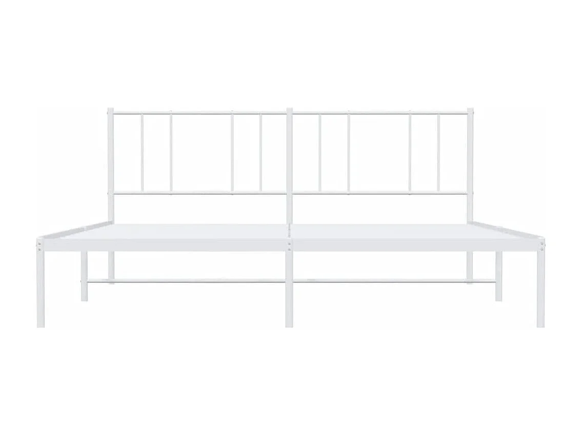 Cadre de lit métal avec tête de lit blanc 180x200