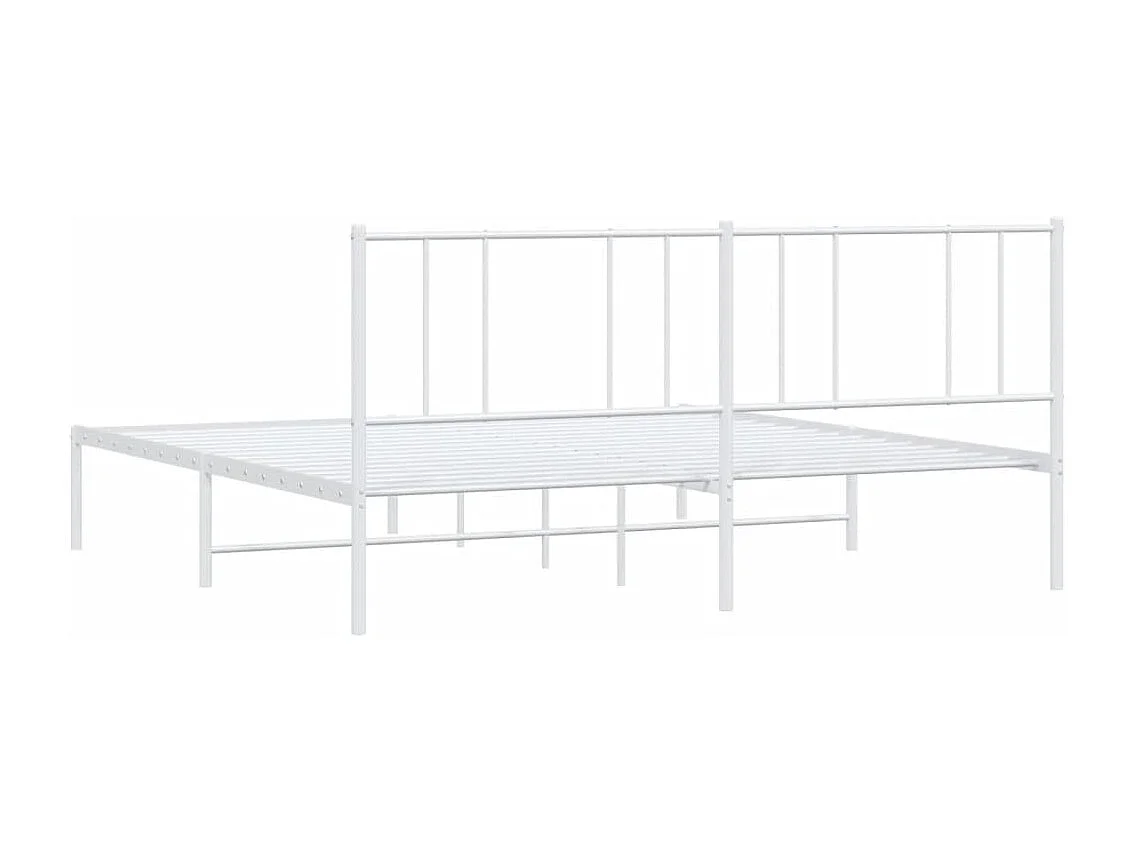 Cadre de lit métal avec tête de lit blanc 180x200