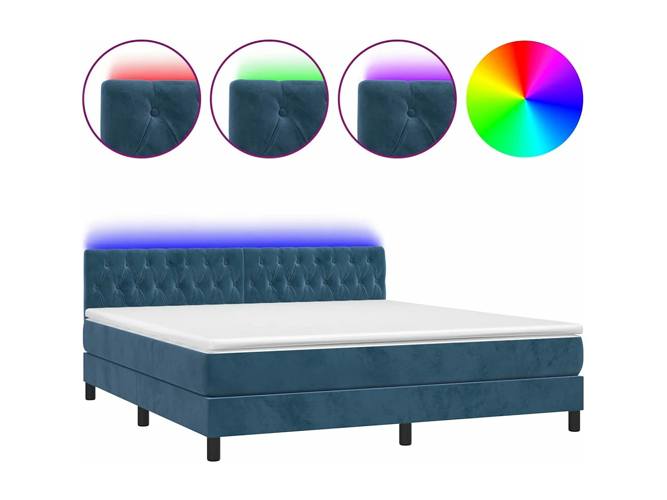 Sommier à lattes de lit avec matelas LED Bleu foncé 160x200