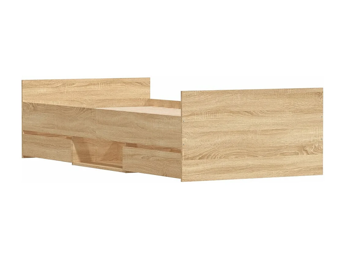 Cadre de lit tête de lit et pied de lit chêne sonoma 90x200