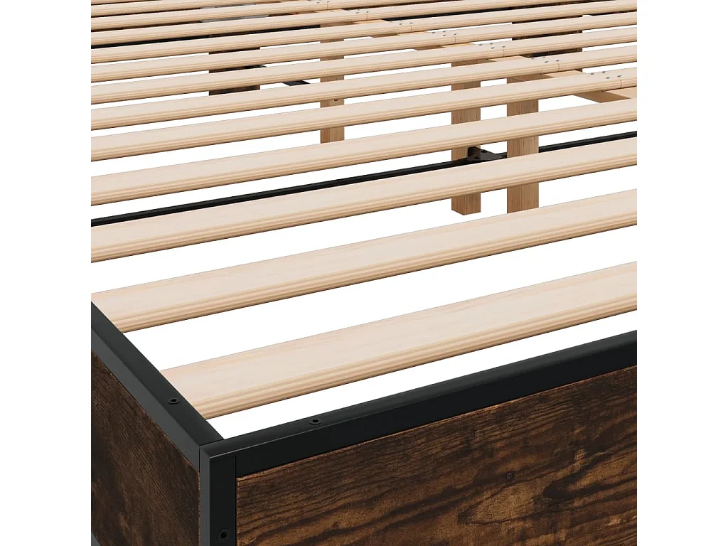 Cadre de lit chêne fumé 200x200 bois d'ingénierie et métal