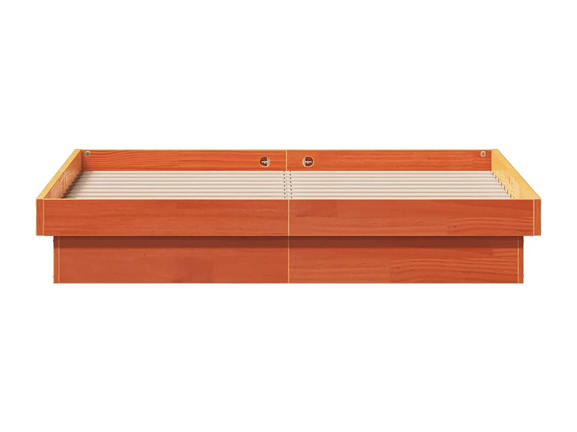 Cadre de lit à LED marron 140x190 bois de pin massif