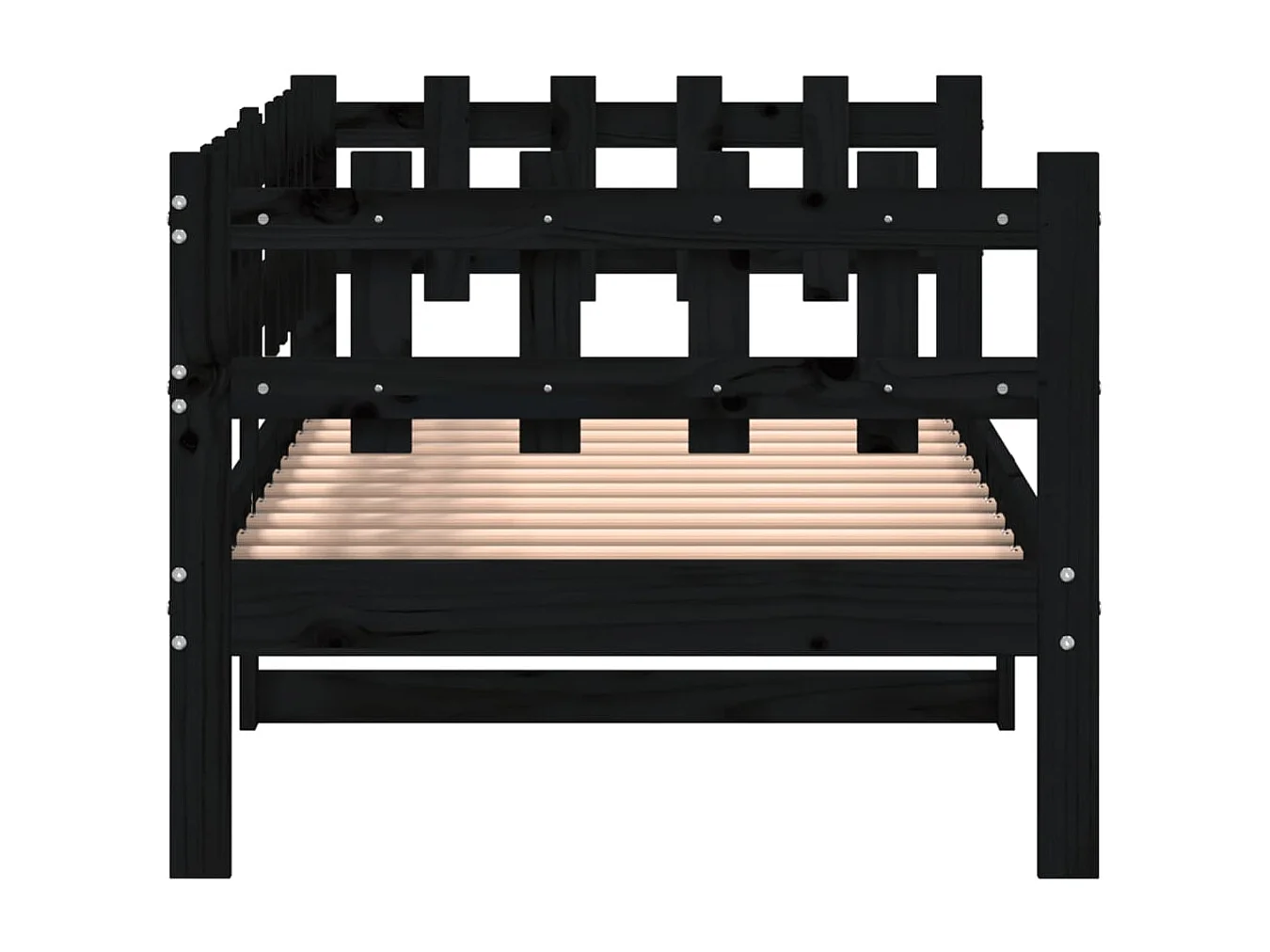 Lit de jour Noir 90x200 Bois de pin massif