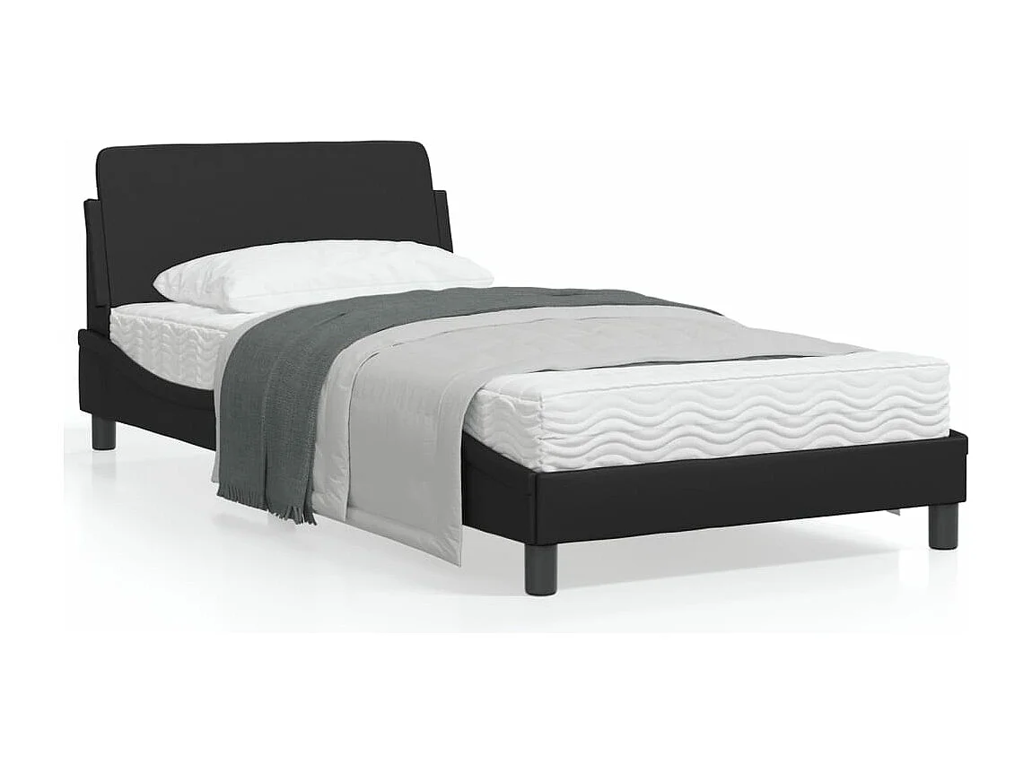 Cadre de lit avec tête de lit Noir 100x200 Similicuir