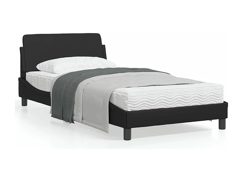 Cadre de lit avec tête de lit Noir 100x200 Similicuir