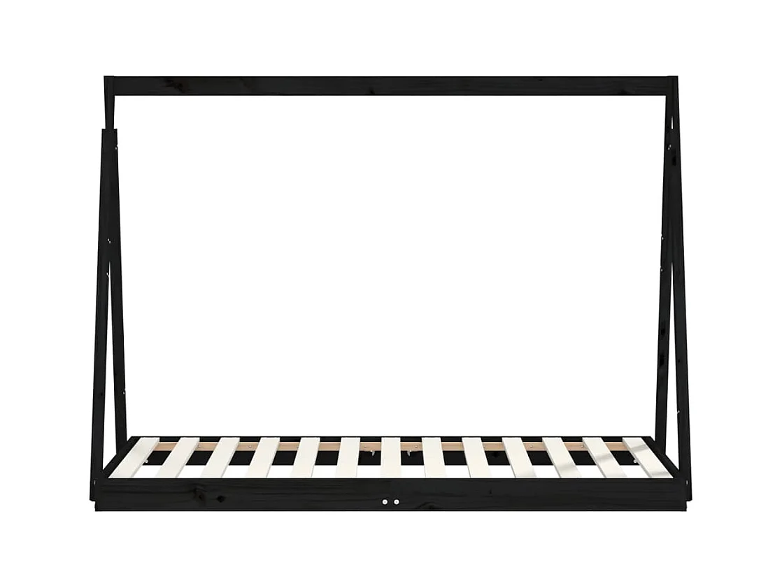 Cadre de lit pour enfant noir 80x160 bois de pin massif