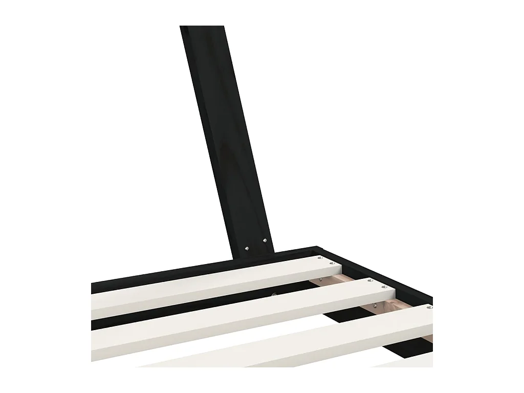 Cadre de lit pour enfant noir 80x160 bois de pin massif