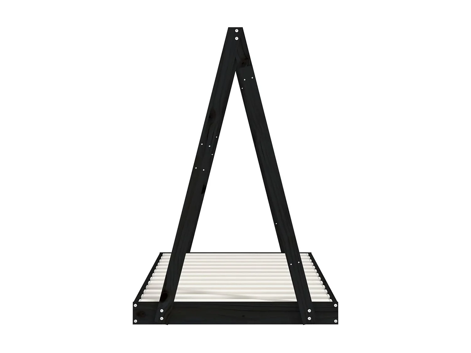 Cadre de lit pour enfant noir 80x160 bois de pin massif