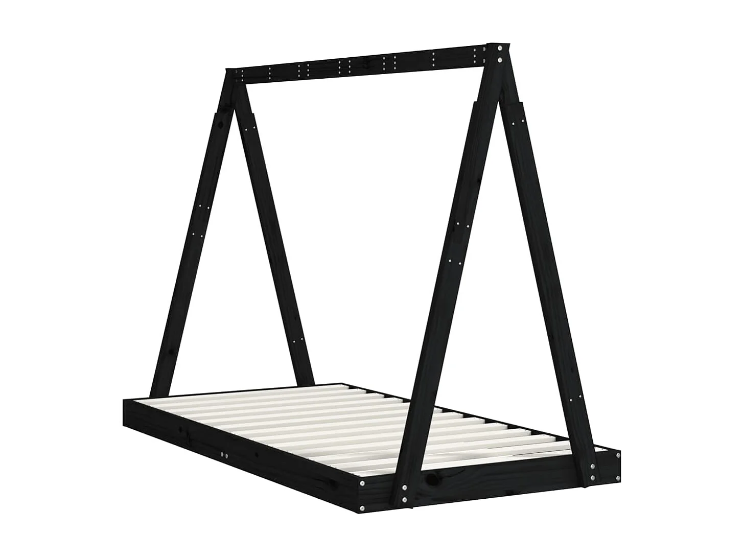 Cadre de lit pour enfant noir 80x160 bois de pin massif