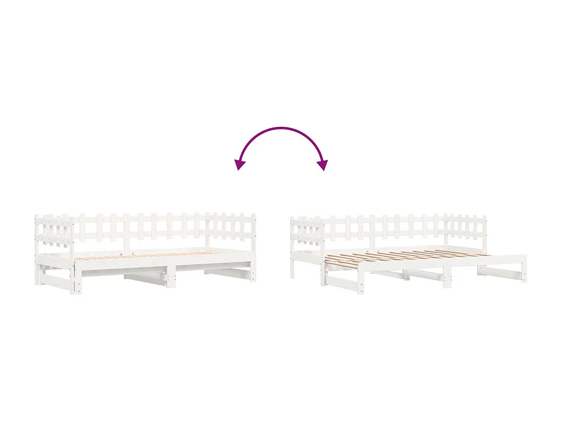 Lit coulissant Blanc 2x(80x200) cm Bois de pin massif